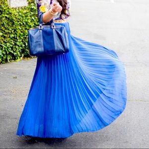 Bebe Blue Pleated Maxi Skirt
